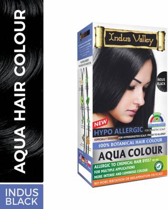 Indus Valley Hypoallergic Aqua Color 100% Botanical Indus Black Organic Hair Color , Black
