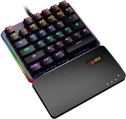 FELICON V200 One-Handed RGB Mechanical Gaming Keyboard, Blue Switches, USB Professional 35 Keys Small Single Hand Gaming Keypad Colorful Backlight for Computer/PC/Desktop/Laptop Wired USB Standard Gaming Keyboard Compatible with Desktop, Laptop, Mac