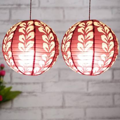 Flipkart SmartBuy Pack of 2 Decorative Paper Lamp - without light Red Paper Hanging Lantern