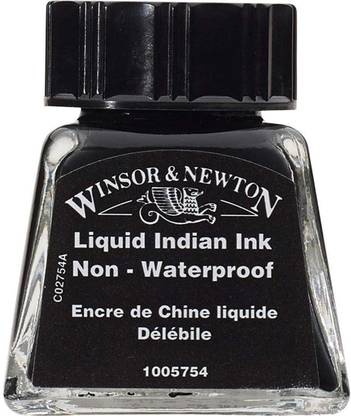 Winsor & Newton Drawing Ink - Bottle of 14 ML - Liquid Indian Ink (754) Black Ink Bottle