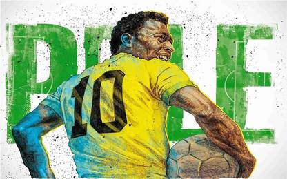 Pele Footballer Wall Poster For Room With Gloss Lamination M2 Paper Print