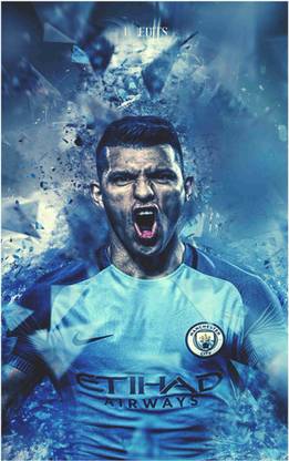 Sergio Aguero Footballer Wall Poster For Room With Gloss Lamination M7 Paper Print
