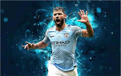 Sergio Aguero Footballer Wall Poster For Room With Gloss Lamination M1 Paper Print