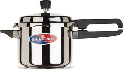 British Chef BRITISH CHEF STAINLESS STEEL PRUSSER COOKER (ISI) 3.5LTR PRIDE 3.5 L Outer Lid Induction Bottom Pressure Cooker