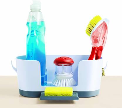 lukzer 1Pc Multipurpose Sink Organizer Kitchen Bathroom Sink Caddy with Ring Holders Bathroom Cleaner Holder Sink Sponge Holder