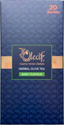 Oleaf Herbal Olive Tea (Basil Flavour) Herbal Infusion Tea Box