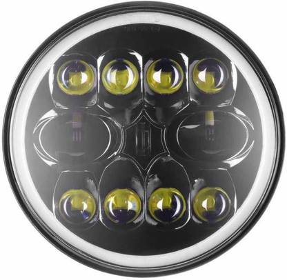 THIEF GUARD Ghost 11 LED 7 Inch Headlight Full Ring DRL Light Headlight Motorbike, Car LED for Royal Enfield, Mahindra (80 V, 12 W)