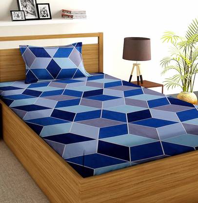 Laying Style Silk Single Fitted (Elastic) 160 TC Printed Bedsheet