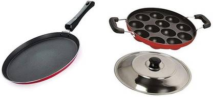 RBGIIT Combo 2 Pcs Set of Crispy Dosa Tawa & Appam pan Cookware Set Non-Stick Coated Cookware Set