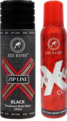 XXX Rated Zipline Black & Climax No Gas Combo Body Spray  -  For Men & Women