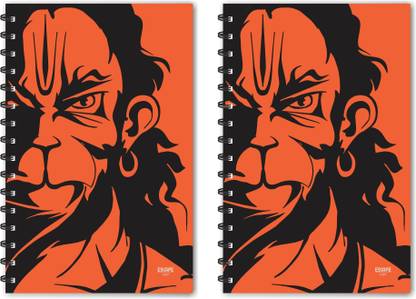 ESCAPER Orange Half Face Hanuman Diaries (Ruled - A5 Size - Pack of 2 Diaries), Hanuman Diaries, Devotional Diaries A5 Diary Ruled 160 Pages