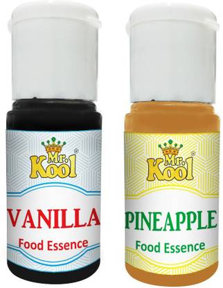 Mr.Kool Food Essence Vanilla, Pineapple Flavors 20ml Each Combo Pack Of 2 Essence for Cake, Cookies, Ice Cream, Sweets (40ml) Vanilla Liquid Food Essence