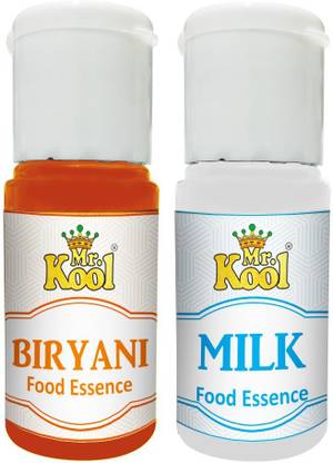 Mr.Kool Food Essence Biryani, Milk Flavors 20ml Each Combo Pack Of 2 Essence for Cake, Cookies, Ice Cream, Sweets (40ml) Biriyani Masala Liquid Food Essence