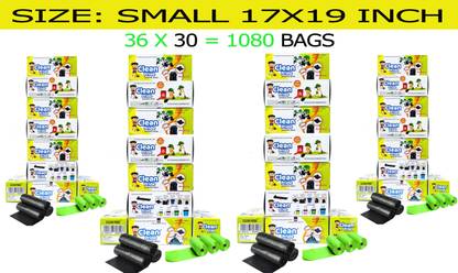 Clean Pride Dustbin Cover Trash Waste Managing Garbage Bags Small 17 x 19 Inch 18 Black and 18 Green Combo of 36 Rolls Small 10 L Garbage Bag  Pack Of 1080