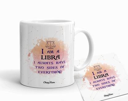 Chinikum Libra Theme with Coaster Ceramic Coffee Mug