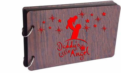 K K CREATIONS Wooden Daddy's Little Angel Scrapbook Album