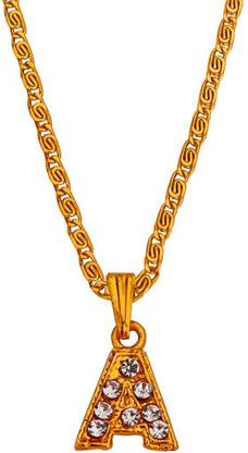 Sullery Crystal Alphabet Initial Letter A Locket Gift For Lover Girlfriend and Wife Sister pendant Necklace AL-101 Gold-plated Cubic Zirconia Brass, Crystal Pendant