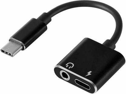 Reborn Black 2 IN 1 TYPE -C CONNECTOR For 3.5mm Earphones and Charging at Same time R-2 Phone Converter