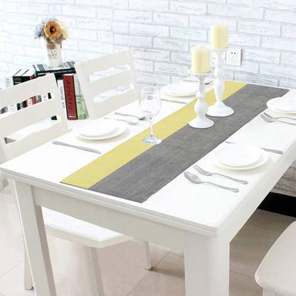 HOKiPO Yellow, Grey 137 cm Reversible Table Runner
