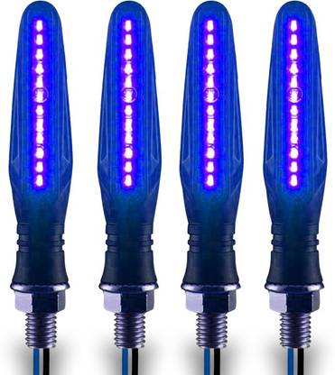 Autofledge Set of 4 Bike Front, Side, Rear SMD Blue LED Light Indicator Turn Signal Light for Bike Brake Light Motorbike LED (12 V, 10 W)
