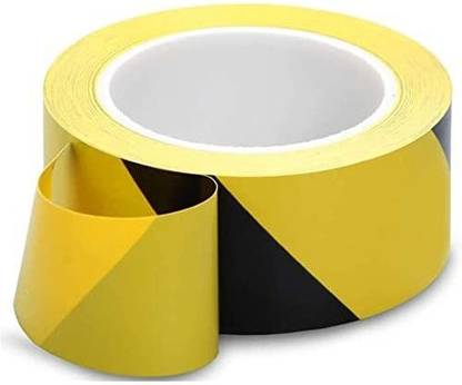 SYGA Black/Yellow Zebra Floor Marking Tape, Warning Tape, Lane marking tape, heavy duty tape- 2 inches X 25 Meters, 50.8 mm x 25 m Yellow and Black Reflective Tape
