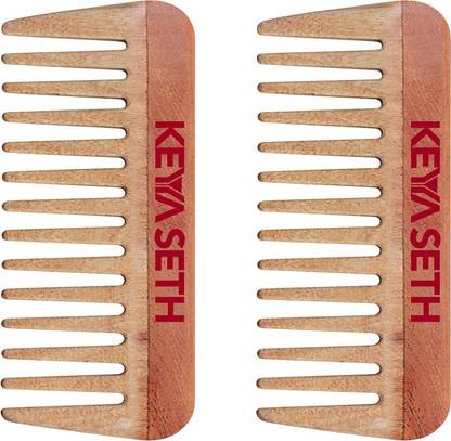 KEYA SETH AROMATHERAPY Neem Wooden Comb Wide Tooth for Hair Growth for Men & Women All Purpose Small Size. (Pack of 2)