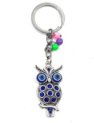 Modaro Owl Evil Eye Keychain Metal Feng Shui Keyring Lucky Charm Keychain for Bike / Car Key Chain