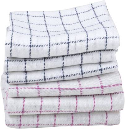 AkiN Cotton Multipurpose, Absorbent and Soft Kitchen Clothes and Napkins (Set of 6, White) Multicolor Cloth Napkins