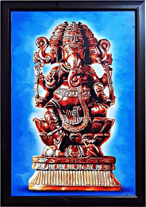 digitalpainto Ganesha painting Digital Reprint 18 inch x 12 inch Painting