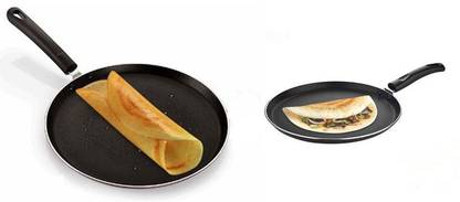 RC Induction Base Non Stick dosa tawa Combo 2 pices big tawa with small tawa roti tawa with bakalite Handle Tawa 28 cm, 18 cm diameter