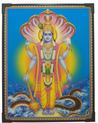 R S Exports Lord Vishnu Photo Beading Frame ( 29 cm x 22.5 cm x 1 cm ) / lord god goddess sri sree shree harinarayan laxmi lakshmi narayan narayana narayanan vishnu visnu ranganathar ranga ranganatha photo frame framing / God Gods and Goddess Religious Frame