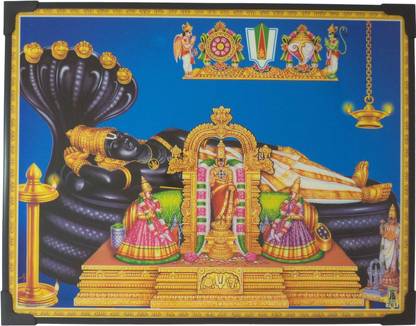 R S Exports Lord Ranganathaswamy Photo Beading Frame ( 29 cm x 22.5 cm x 1 cm ) / lord god goddess sri sree shree ranganatha srirangam anantha padmanabha ananthapadmanabha anantha padmanabhan ananda vishnu narayan narayana narayanan visnu photo frame framing / God Gods and Goddess Religious Frame