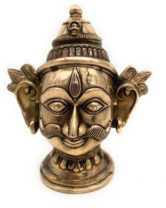 Bhunes Brass Shiva Face ,Shiva Statues ,Lord Shiv Idol , Shankar Idol , Shiva Brass,Lord Shiva Idols,Shankar Murti For Gift, Shiva Brass Statue, Home Decor Decorative Showpiece  -  17 cm