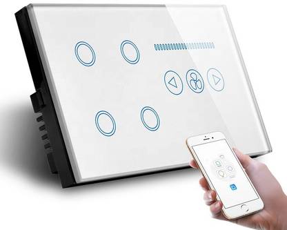IFITech Smart Home Automation Touch Switch 4 Gang with Dimmer/Touch Ceiling Fan, WiFi Control Switch Smart Switch