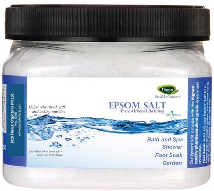 THANJAI NATURAL Epsom Bath Salt 1kg Jar For Relaxation Muscle Relief | Relives Aches & Pain | Bath and Feet Soak | Plant Growth | For Green Gardens