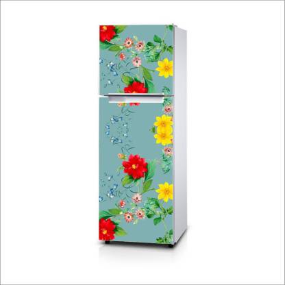 NoWorries 152.4 cm Colorful flower fridge sticker | HD-quality decals | 160X60CM | EASY TO APPLY & REMOVE | Self Adhesive Sticker