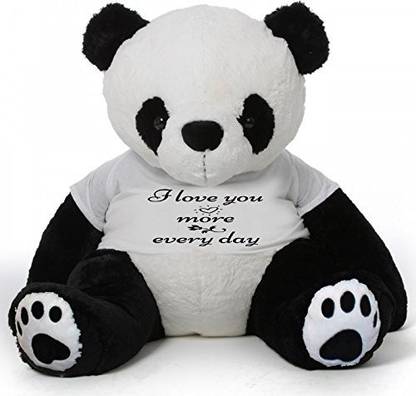 Hug 'n' Feel Soft Toys Big Teddy Panda Wearing "I Love You More Every Day" T-Shirt 4 feet  - 121 cm