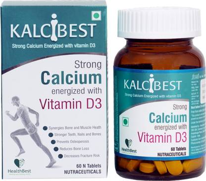 HealthBest KalciBest Calcium + Vitamin D3 Tablets | Strengthen Bones | Strong Calcium