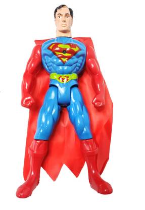 FLYmart Superman Superhero With LED on chest with Movable Head, Legs, Knees and Shoulders | Avengers Team Supporter Superman Movable Joints (30CM ,Large size, 1 PCS)