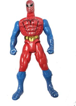 FLYmart Spiderman Superhero With LED on chest with Movable Head, Legs, Knees and Shoulders | Avengers Team Supporter Spiderman Movable Joints (30CM ,Large size, 1 PCS)