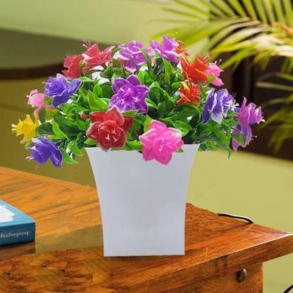 Ytc 2 Set Artificial Flower Pot/Plant For Home & Office Gif Decoration Multicolor Peony Artificial Flower  with Pot