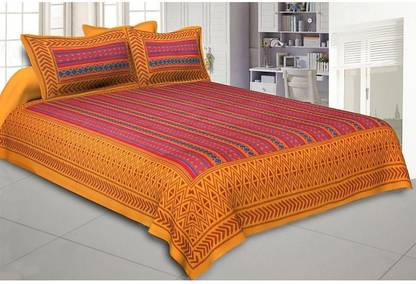 BelieveMe Cotton Double Flat 144 TC Printed Bedsheet