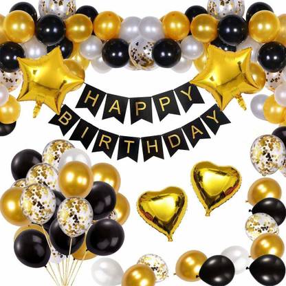 Prihit Happy birthday decoration kit combo- 50Pcs Set With Foil, Metallic Balloon