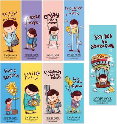 Doodle Monk Photo Raman - Set of 9 / Landscape Paper Board Bookmark / Printed Paper Board Bookmarks for Book Lovers / Gift for Readers / Eco-Friendly Bookmarks/Specially Designed Inspiration Through, Unique "Quotes" Paperback Bookmark