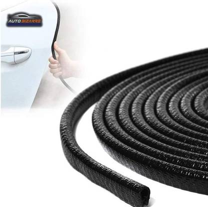 AutoBizarre Black Anti-Scratch Anti-Collision Heavy Duty Edge Guard Door Protection U Shape Edge Trim Rubber Seal Protector Rubber Clips Fit for All Cars - 5 Meters Car Beading Roll For Door, Hood, Trunk