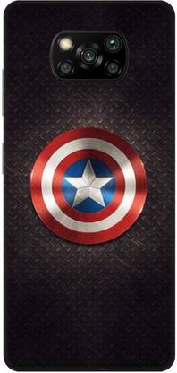 UMPRINT Back Cover for Poco X3/MZB9965IN Captain America Marvel Superhero Printed Back Cover