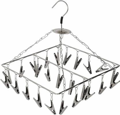 Urbanware 25 PCs Cloth Clips Cloths Hanger Stainless Steel Cloths Hook Peg Hanger Clothes Drying Stand Hanger Cloth Clips Stainless Steel Cloth Clips (Steel) Stainless Steel Cloth Clips