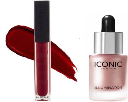 Vedy Best ever make up prefecting professional make up combo , long lasting make up, professional super quality.illuminator liquid highlighter face and body waterproof 3D glow bridal makeup Highlighter (Shine) .Ultra Smooth Matte Liquid Lipstick, Pure-Red, 6ml.