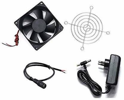 ERHIndia DC 12V Cooling Fan for PC Case,DC 12V DC Cooling Fan,3 Inches CPU Cooler Radiator Fan with Grill and 12v 2 Ampere Adaptor DIY Kit Cooling Fan All in one Cooler