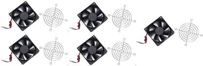 ERHIndia (Pack of 5) DC 12V Cooling Fan for PC Case, CPU Cooler r Comes with 3INCES Grill Cooling Fan All in one Cooler